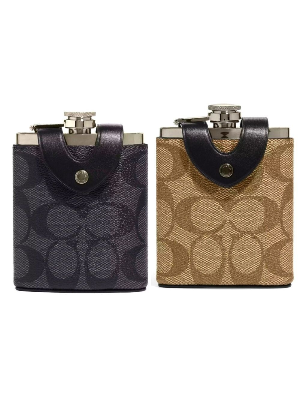 NEW COACH FLASK SIGNATURE CANVAS CHOOSE FROM COLORS GUNMETAL / CHARCOAL OR KHAKI